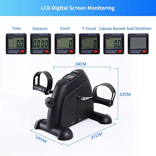Sportneer Under Desk Bike Mini bicicleta de ejercicios de ciclo de pedal portátil con monitor digital y alfombra antideslizante, resistencia ajustable, Negro Sportneer Under Desk Bike Mini bicicleta de ejercicios de ciclo de pedal portátil con monitor digital y alfombra antideslizante, resistencia ajustable, Negro