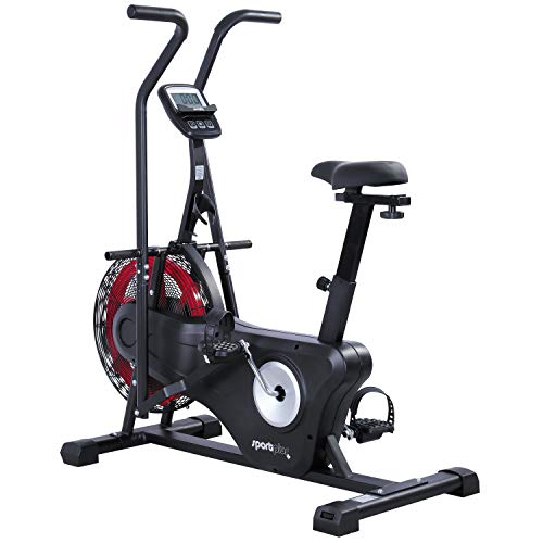 SportPlus Bicicleta estática 2020 Air Bike para interior, ergómetro para fitness, spinning y crossfit, entrenamiento elíptico para casa, entrenamiento en casa con doble correa ordenador