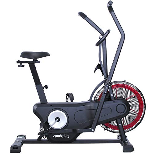 SportPlus Bicicleta estática 2020 Air Bike para interior, ergómetro para fitness, spinning y crossfit, entrenamiento elíptico para casa, entrenamiento en casa con doble correa ordenador