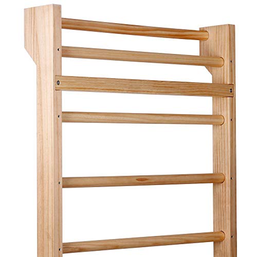 SportPlus SP-SL-195 Espaldera de Madera Maciza, Barras de Pared para Niños y Adultos, 195x80x14cm