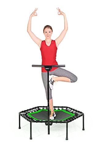 SportPlus Trampolín Fitness con Mango Regulable – Cama Elástica para Adultos – Ideal para Ejercicios en Casa - Carga Máxima de 130 Kg - Diámetro 110 cm