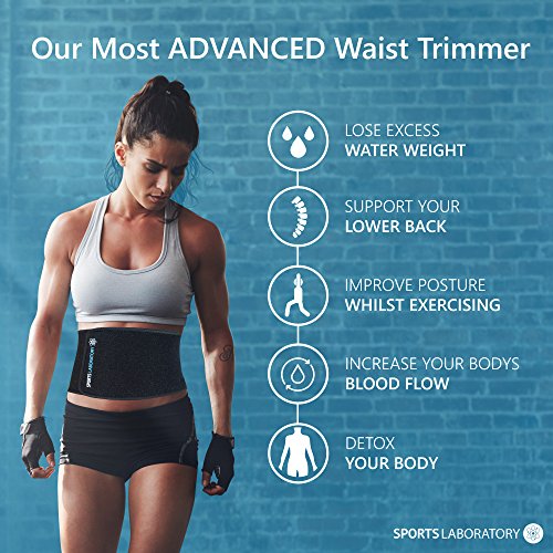 Sports Laboratory Waist Trainer PRO+ Cinturón Deportivo Para Entrenamiento, Hombres/Mujeres, Reduce Cintura, Baja Peso, Adelgaza el Cuerpo, Soporte Lumbar, Talla Única Ajustable Con Bolsa y Guía