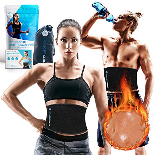 Sports Laboratory Waist Trainer PRO+ Cinturón Deportivo Para Entrenamiento, Hombres/Mujeres, Reduce Cintura, Baja Peso, Adelgaza el Cuerpo, Soporte Lumbar, Talla Única Ajustable Con Bolsa y Guía