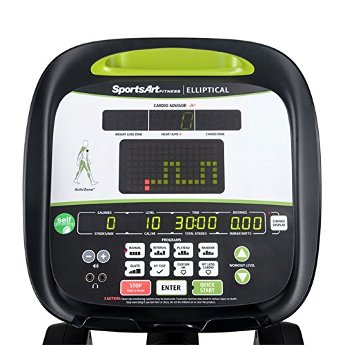 sportsart E835 bicicleta elíptica elíptica máquina – Cardio, Fitness, deporte, ejercicio, adhesivo, con pedal myflex acolchado, toma auricular Jack, 2 x puertos USB, Ipod Conector Option, peso Maximal del usuario: 400 kg