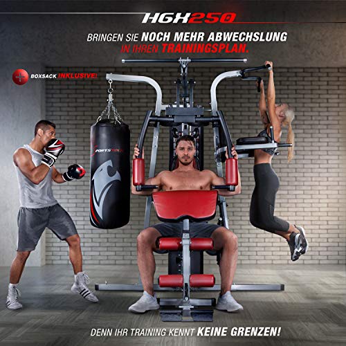 Sportstech 50en1 Premium Multiestación para Entrenamiento Completo | Gimnasio Multifuncional con Stepper y Torre de Tracción LAT | Estación de Fitness | HGX de Material Eva | Robusto | Hogar & Boxeo