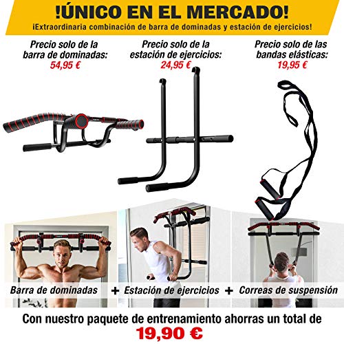 Sportstech 6en1 Barra de Dominadas - Marca de Calidad Alemana - Barra para Puerta sin Taladrar, Entrenamiento de Fuerza Crossfit en casa, KS600 Multifuncional + eBook Gratis