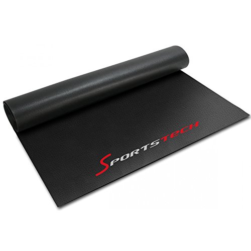 Sportstech, Alfombra Fitness 4-6mm para máquina de Ejercicios o Bicicleta. Estera Gimnasio,Esterilla Antideslizante y Resistente al Sudor para Yoga,Pilates Bikram, BM216 Negra (2000x1000x6 mm)