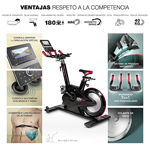 Sportstech Bicicleta de Elite - Marca de Calidad Alemana - Eventos en Directo & App Multijugador, Sistema de Freno magnético controlado por Ordenador, Volante de 26KG, Manillar Deportivo - SX600