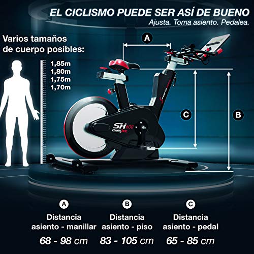 Sportstech Bicicleta de Elite - Marca de Calidad Alemana - Eventos en Directo & App Multijugador, Sistema de Freno magnético controlado por Ordenador, Volante de 26KG, Manillar Deportivo - SX600