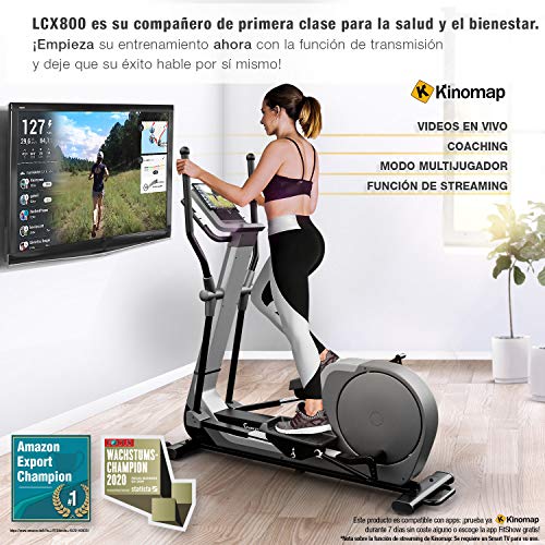 Sportstech Bicicleta elíptica LCX800, Luxus Pantalla Android Multifuncional, Volante 24Kg, App Smartphone,Bluetooth,Compatible con Pulseras de Actividad,12 programas de Entrenamiento.