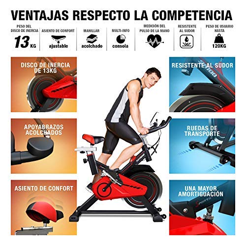 Sportstech Bicicleta Estática Profesional | Bicicleta de Ejercicio con Volante de Inercia 13kg y eBook | Bicicleta para casa - Video Eventos & App Multijugador | Bicicleta Fitness hasta 120 Kg | SX100