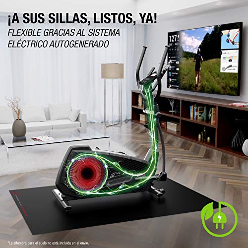 Sportstech CX2 Bicicleta elíptica con aplicación para Smartphone, Kinomap, generador eléctrico Integrado, Bluetooth, Soporte para Tablet, Volante de inercia de 27 kg