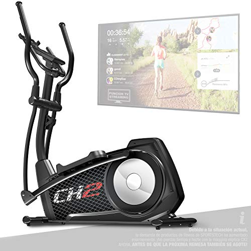 Sportstech CX2 Bicicleta elíptica con aplicación para Smartphone, Kinomap, generador eléctrico Integrado, Bluetooth, Soporte para Tablet, Volante de inercia de 27 kg