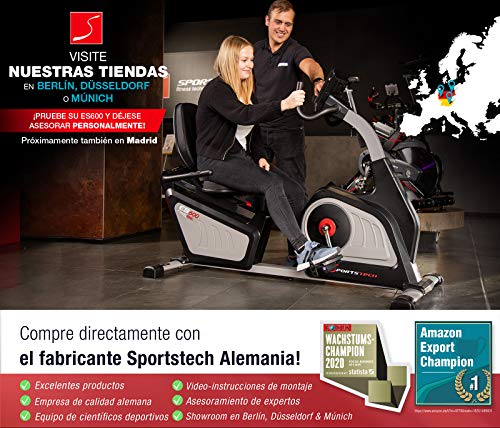 Sportstech ES600 Bicicleta Estática Reclinada Profesional -Marca de Calidad Alemana -Eventos en Directo y App multijugador, Suministro eléctrico autónomo + HRC+ Opcional con Correa de Pulso Sportstech ES600 Bicicleta Estática Reclinada Profesional -Marca de Calidad Alemana -Eventos en Directo y App multijugador, Suministro eléctrico autónomo + HRC+ Opcional con Correa de Pulso