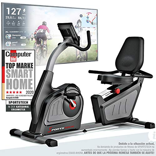 Sportstech ES600 Bicicleta Estática Reclinada Profesional -Marca de Calidad Alemana -Eventos en Directo y App multijugador, Suministro eléctrico autónomo + HRC+ Opcional con Correa de Pulso Sportstech ES600 Bicicleta Estática Reclinada Profesional -Marca de Calidad Alemana -Eventos en Directo y App multijugador, Suministro eléctrico autónomo + HRC+ Opcional con Correa de Pulso