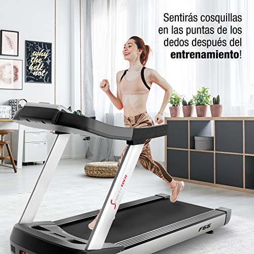 Sportstech F65 Cinta de Correr Profesional con Pantalla de 7 Pulgadas, 8.5 HP hasta 25 km/h - Superficie de Carrera Extra Grande de 1600x600mm - Función HRC - 109 Programas de Entrenamiento Sportstech F65 Cinta de Correr Profesional con Pantalla de 7 Pulgadas, 8.5 HP hasta 25 km/h - Superficie de Carrera Extra Grande de 1600x600mm - Función HRC - 109 Programas de Entrenamiento