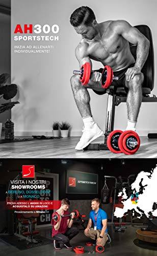 Sportstech Juego de Mancuernas 2en1 AH300 con Recubrimiento de Silicona y Barra Ajustable, Pesas Hierro Fundido de 20 kg / 30 kg, para Entrenamiento de Fuerza.(Set de 10Kg x 2) Sportstech Juego de Mancuernas 2en1 AH300 con Recubrimiento de Silicona y Barra Ajustable, Pesas Hierro Fundido de 20 kg / 30 kg, para Entrenamiento de Fuerza.(Set de 10Kg x 2)