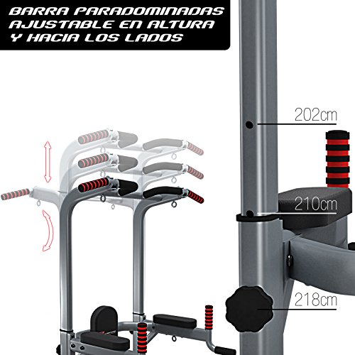 Sportstech Power Tower PT300 de 7 en 1 como estación de Fondos, Torre Multifuncional & Torre Gimnasio, estación Multifuncional de Ejercicios domésticos con Barra para dominadas (PT300)