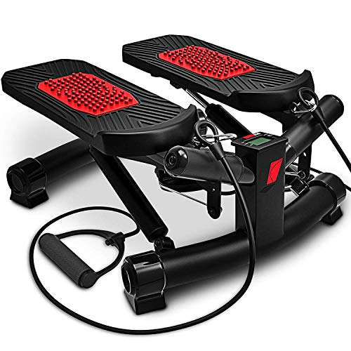 Sportstech Twister Stepper 2 en 1 Cuerdas de Resistencia - STX300 Escaladora y Swing Stepper para usuarios Principiantes y avanzados con Pantalla Multifuncional