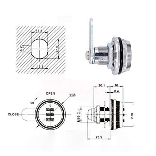 Spotact Combinacion Cam Lock Cerraduras de Seguridad Cromo Brillante Generador Cerradura Codificada Para Caja de Aleacion de Zinc Gabinete (3 Paquete-2cm) Spotact Combinacion Cam Lock Cerraduras de Seguridad Cromo Brillante Generador Cerradura Codificada Para Caja de Aleacion de Zinc Gabinete (3 Paquete-2cm)