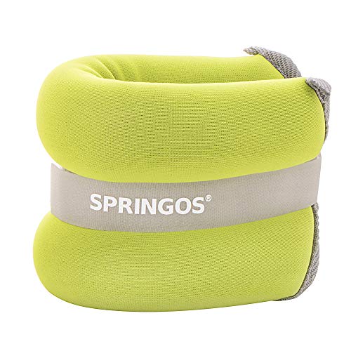 SPRINGOS Juego de pesas lastradas para tobillos y manos, neopreno, ajustables, 2 x 1,5 kg, color amarillo y gris SPRINGOS Juego de pesas lastradas para tobillos y manos, neopreno, ajustables, 2 x 1,5 kg, color amarillo y gris