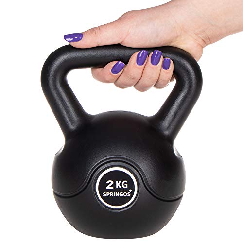 Springos - Pesa rusa de 4 kg, para levantamiento de pesas, equipo deportivo para fitness, desarrollo muscular y entrenamiento de fuerza, Negro 2 kg