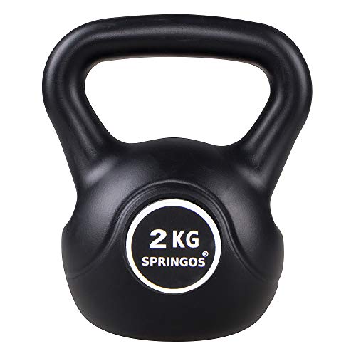 Springos - Pesa rusa de 4 kg, para levantamiento de pesas, equipo deportivo para fitness, desarrollo muscular y entrenamiento de fuerza, Negro 2 kg