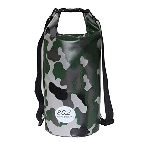SQSHWL Bolsa Seca Impermeable Rafting Buceo Plegable River Trekking Gimnasio al Aire Libre Natación Mochila 20L Green Camo SQSHWL Bolsa Seca Impermeable Rafting Buceo Plegable River Trekking Gimnasio al Aire Libre Natación Mochila 20L Green Camo