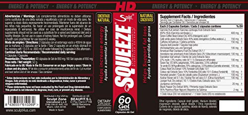 Squeeze HD 60 cápsulas Potente quemagrasas para adelgazar, Rápida pérdida de peso, Fat Burner, Termogénico, Quemador de grasa Squeeze HD 60 cápsulas Potente quemagrasas para adelgazar, Rápida pérdida de peso, Fat Burner, Termogénico, Quemador de grasa