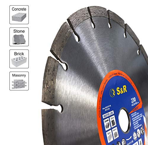 S&R Disco Tronzador Diamante 230 mm x22,2 para Hormigón, Piedra natural, piedra, Ladrillo. Turbo Disco Diamantado Universal para cortar todo tipo de materiales de construcción S&R Disco Tronzador Diamante 230 mm x22,2 para Hormigón, Piedra natural, piedra, Ladrillo. Turbo Disco Diamantado Universal para cortar todo tipo de materiales de construcción