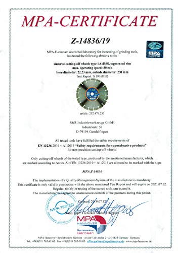 S&R Disco Tronzador Diamante 230 mm x22,2 para Hormigón, Piedra natural, piedra, Ladrillo. Turbo Disco Diamantado Universal para cortar todo tipo de materiales de construcción S&R Disco Tronzador Diamante 230 mm x22,2 para Hormigón, Piedra natural, piedra, Ladrillo. Turbo Disco Diamantado Universal para cortar todo tipo de materiales de construcción