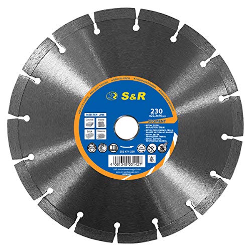 S&R Disco Tronzador Diamante 230 mm x22,2 para Hormigón, Piedra natural, piedra, Ladrillo. Turbo Disco Diamantado Universal para cortar todo tipo de materiales de construcción S&R Disco Tronzador Diamante 230 mm x22,2 para Hormigón, Piedra natural, piedra, Ladrillo. Turbo Disco Diamantado Universal para cortar todo tipo de materiales de construcción