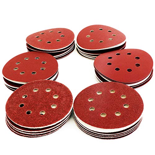 S&R Discos de Lija 125 mm con Velcro Papel abrasivo autoadhesivos. 60pzs: Grano cada 10 x 40/60/80/120/180/240 8 agujeros para Lijadora excéntrica S&R Discos de Lija 125 mm con Velcro Papel abrasivo autoadhesivos. 60pzs: Grano cada 10 x 40/60/80/120/180/240 8 agujeros para Lijadora excéntrica