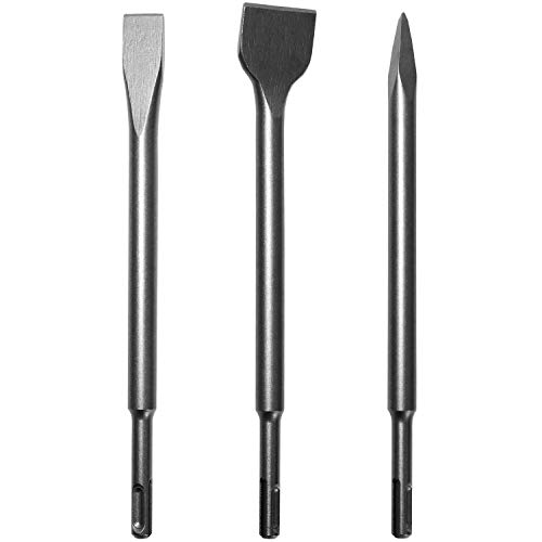 S&R Juego de 3 Cinceles SDS Plus: cincel Plano (14x250x20), Cincel Largo (14x250x40), Cincel a punta (14x250mm). Para mamposteria, hormigon, baldosas.