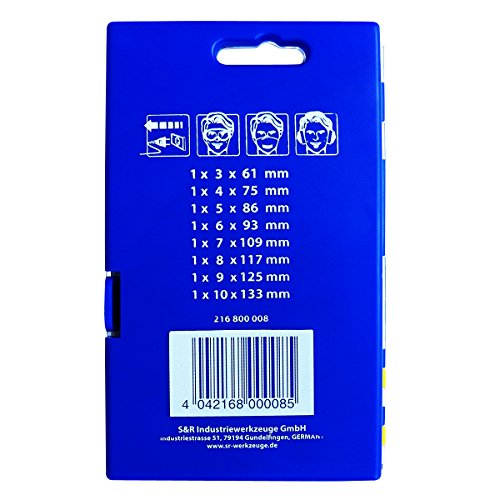 S&R Juego de Brocas para Madera 8pzs: 3,4,5,6,7,8,9,10 mm S&R Juego de Brocas para Madera 8pzs: 3,4,5,6,7,8,9,10 mm
