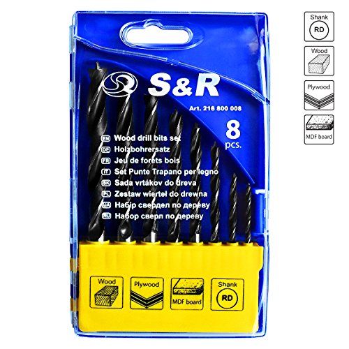 S&R Juego de Brocas para Madera 8pzs: 3,4,5,6,7,8,9,10 mm S&R Juego de Brocas para Madera 8pzs: 3,4,5,6,7,8,9,10 mm