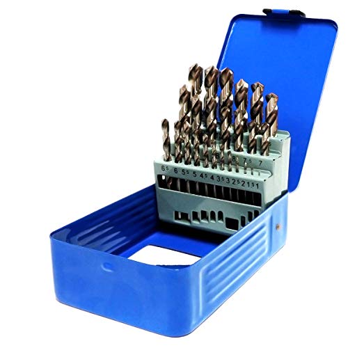 S&R Juego de brocas para metal Set 1-13mm 118 °, Caja con 25 Brocas Rectificadas, serie GM DIN 338, HSS - acero metal. Calidad profesional S&R Juego de brocas para metal Set 1-13mm 118 °, Caja con 25 Brocas Rectificadas, serie GM DIN 338, HSS - acero metal. Calidad profesional