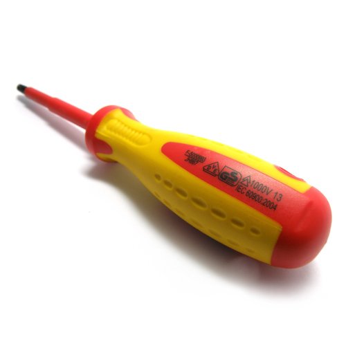S&R Juego Destornilladores Electricista 1000V Aislados. Certficado por la VDE con agarre ergonomico, forma SL-PH y buscapolos. S&R Juego Destornilladores Electricista 1000V Aislados. Certficado por la VDE con agarre ergonomico, forma SL-PH y buscapolos.