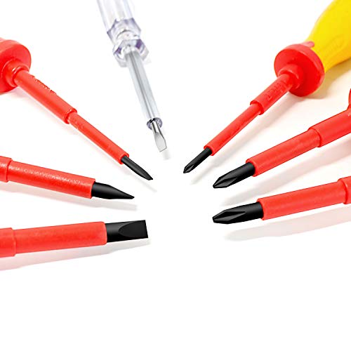 S&R Juego Destornilladores Electricista 1000V Aislados. Certficado por la VDE con agarre ergonomico, forma SL-PH y buscapolos. S&R Juego Destornilladores Electricista 1000V Aislados. Certficado por la VDE con agarre ergonomico, forma SL-PH y buscapolos.