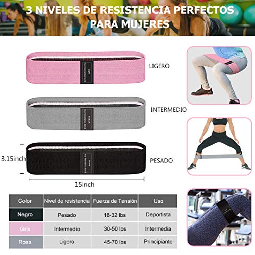 SSAWcasa Bandas de Resistencia Glúteos Bandas Elasticas Fitness con 3 Niveles Ejercicios en Piernas Glúteos y Brazos 3 Bandas de Tela para Yoga, Pilates Crossfit Estiramientos Fuerza de Cadera SSAWcasa Bandas de Resistencia Glúteos Bandas Elasticas Fitness con 3 Niveles Ejercicios en Piernas Glúteos y Brazos 3 Bandas de Tela para Yoga, Pilates Crossfit Estiramientos Fuerza de Cadera