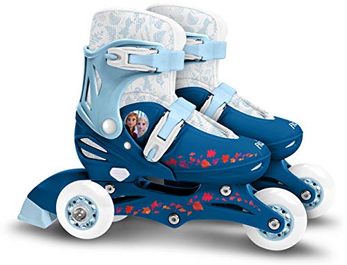 Stamp Sas- Frozen II Adjustable Two in One 3 Wheels Skate, Color Blue, Sizes 27-30 (RN244301)