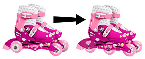 Stamp Sas- Princess Adjustable Two in One 3 Wheels Skate Size 27-30, Color Pink, Sizes (J100830)