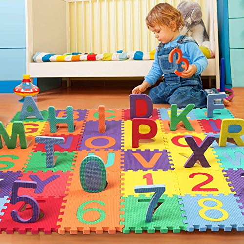 Star Ibaby Alfombra Puzzle Bebé 36 Piezas - 195x195 cm - Espuma XPE Ecologica - No tóxica - Modelo Letras/Numeros.