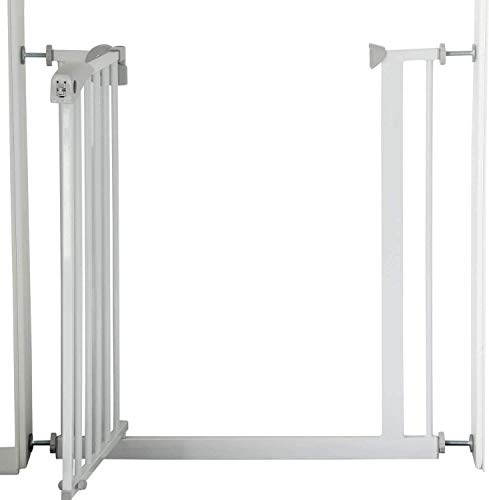 Star Ibaby - Barrera de Seguridad de niños para puertas y pasillos - Color blanco - Máxima Polivalencia de 65 a 95 cm - Incluye 2 Extensiones de 10 cm - Incluye Kit para Barandilla