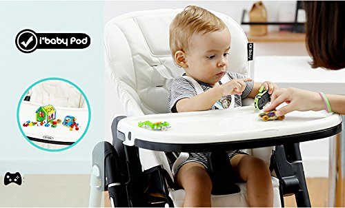 Star Ibaby Pod Giraffe - Trona para Bebes Reclinable, Altura Regulable en 6 Posiciones, Doble Bandeja Extraible, Blanco