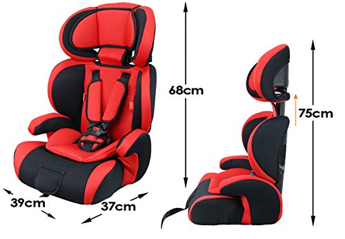 Star Ibaby Silla de Coche con Reductor de Viscofoam, Grupos 1/2/3 - (9 a 36 kg), Color Black Grey