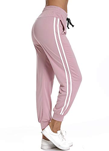 STARBILD Pantalones Deportivos Casual Transpoirable para Mujer con Cintura Elástico Cordón y Bolsillos para Deportes Caseros Fitness Jogger Gym Rosa XL