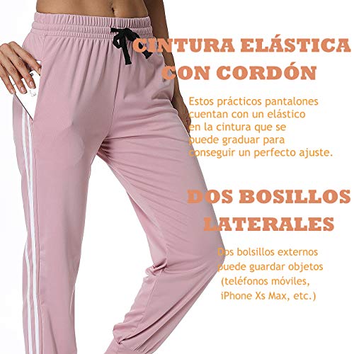 STARBILD Pantalones Deportivos Casual Transpoirable para Mujer con Cintura Elástico Cordón y Bolsillos para Deportes Caseros Fitness Jogger Gym Rosa XL