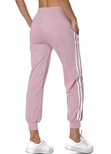 STARBILD Pantalones Deportivos Casual Transpoirable para Mujer con Cintura Elástico Cordón y Bolsillos para Deportes Caseros Fitness Jogger Gym Rosa XL