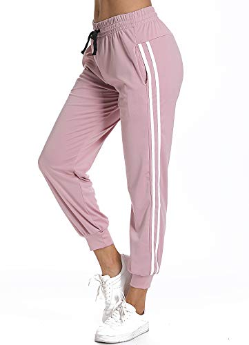 STARBILD Pantalones Deportivos Casual Transpoirable para Mujer con Cintura Elástico Cordón y Bolsillos para Deportes Caseros Fitness Jogger Gym Rosa XL